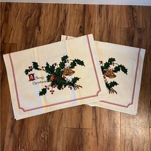 Williams Sonoma Holly & Bells Christmas Tea Towel Set
